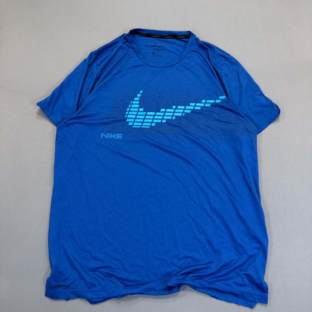 Nike Pro Dri-FIT T-Shirt Size L Blue Graphic Training Activewear